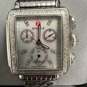 Michele diamond deco watch